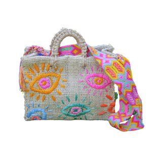 Evil Eye Handmade Beach Bag_Embroidered Resort Bag